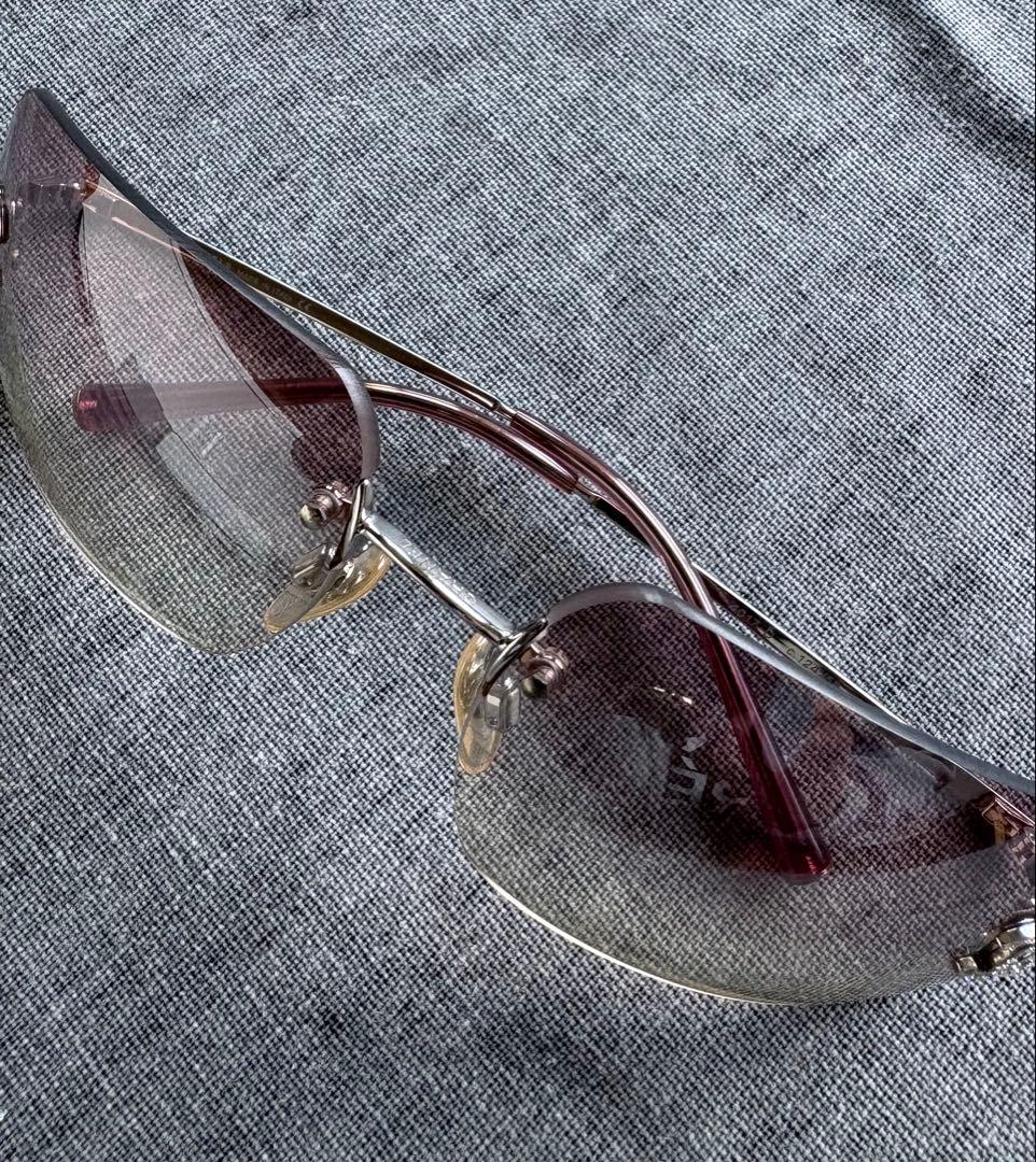 CHANEL　リムレス　サングラス　ラインストーン　ピンク　グラデーション　縁無