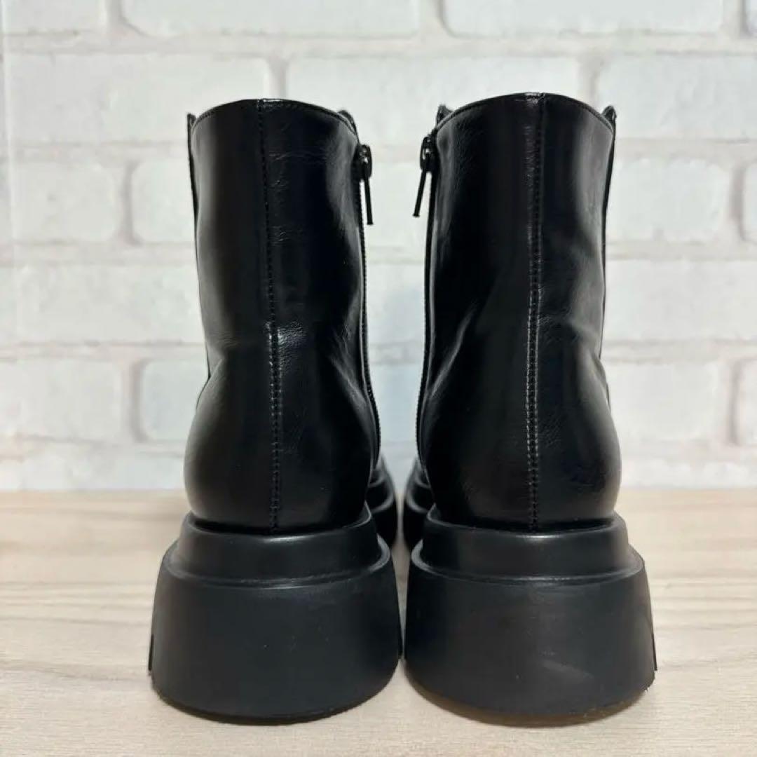 【箱付き】HIAND ジップライン ショートブーツ 黒23cm 5cmヒール