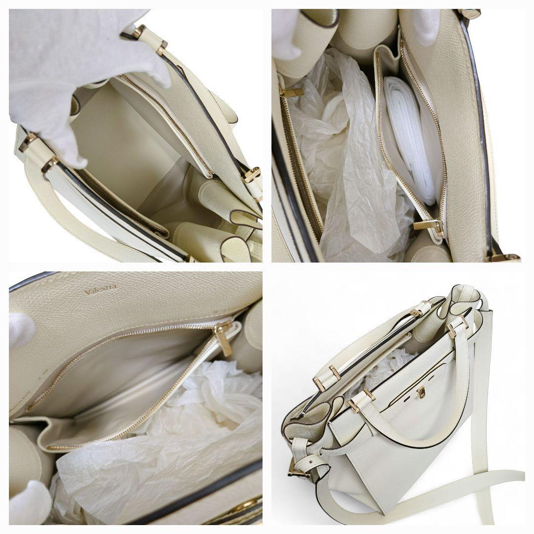 新品✨ヴァレクストラ Bキューブ レザー 2WAYハンドバッグ ホワイト