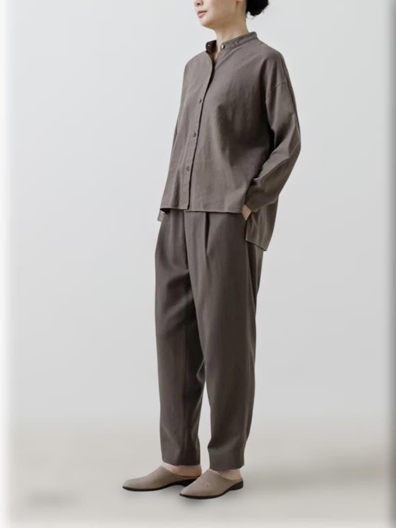 トップス evam eva cotton wool band collar shirt