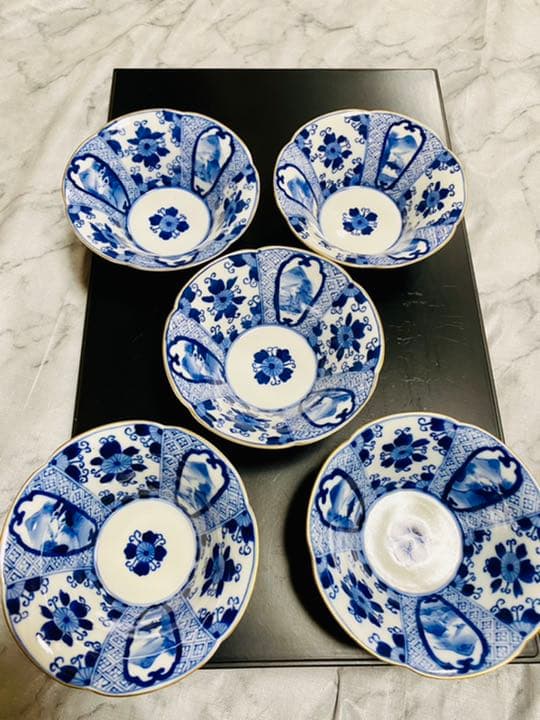 伊万里焼 古伊万里 五良太夫　染付　小鉢　5点セット ① レトロ 希少