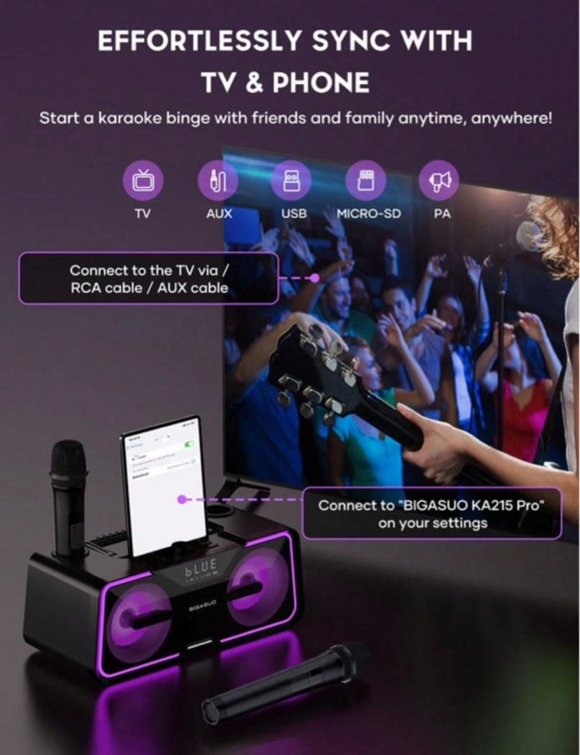 ワイヤレスマイク付きカラオケ機︴スピーカー