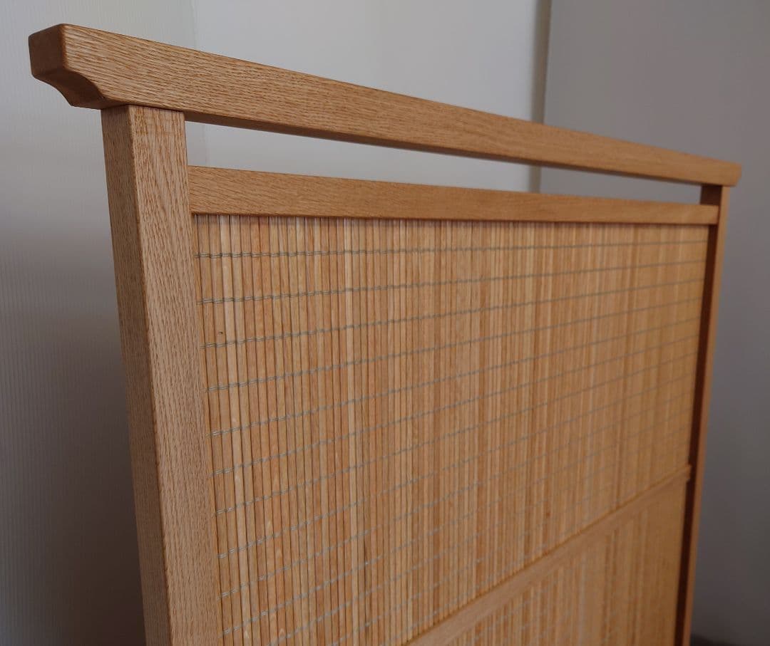 衝立　 天然杢楢無垢材衝立　和風間仕切り　自然オイル手塗り塗装木地仕上げ⑫