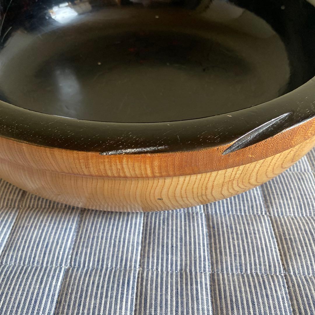 信州木曽　くり貫き　こね鉢　そば打ち　漆塗り　直径40センチ 木鉢 木製 レトロ