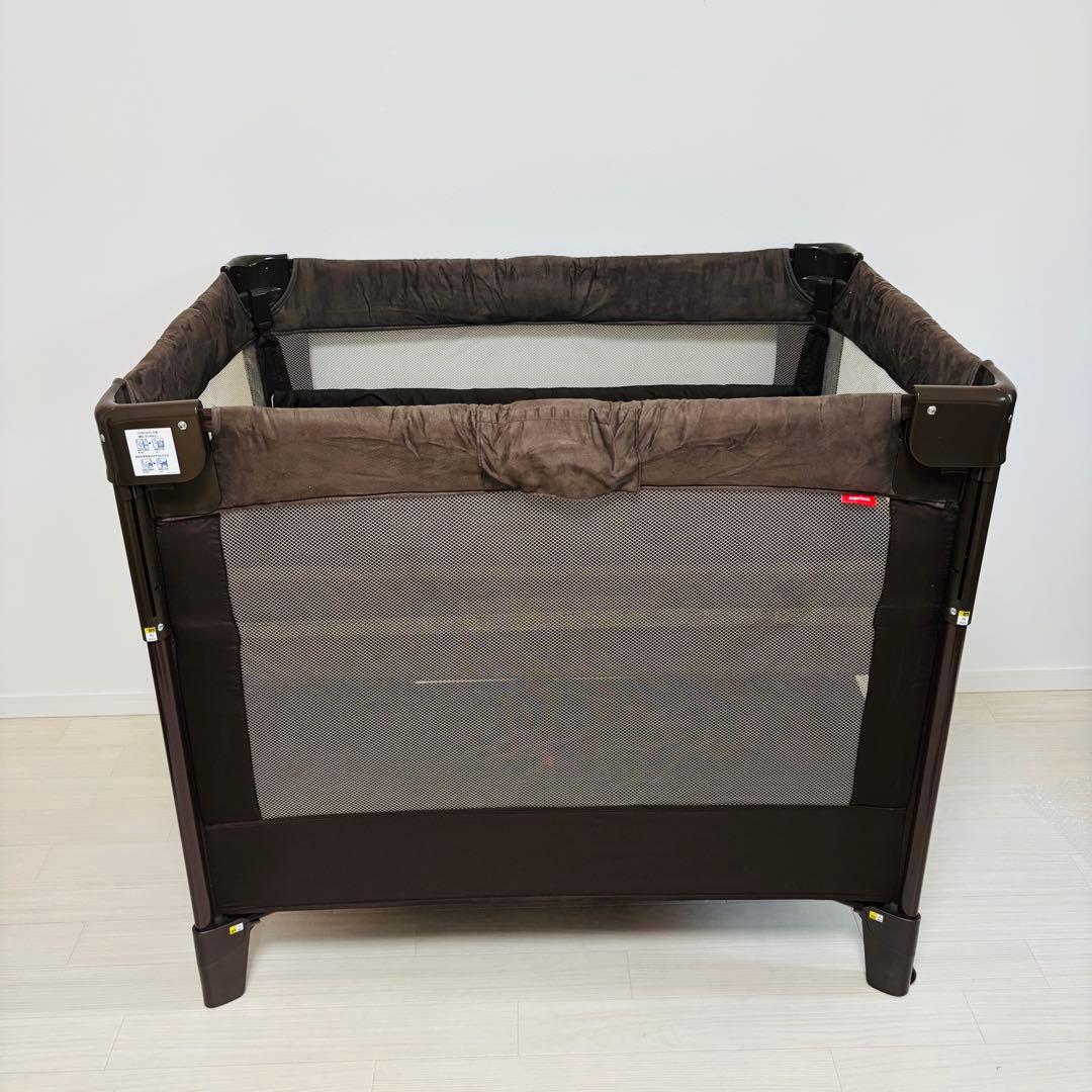 美品 アップリカ Aprica ココネル エアー プラス ベビーベッド ブラウン