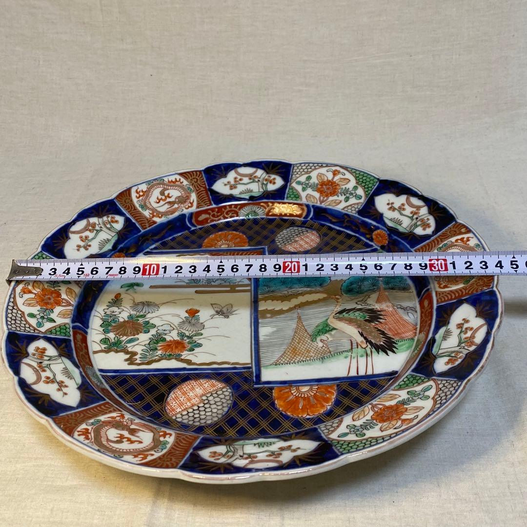 伊万里　古伊万里　大皿　色絵　金襴手　花の図　鳥の図