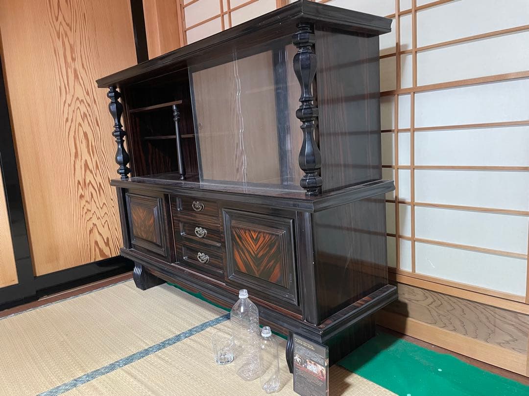 木製ガラスキャビネット、棚