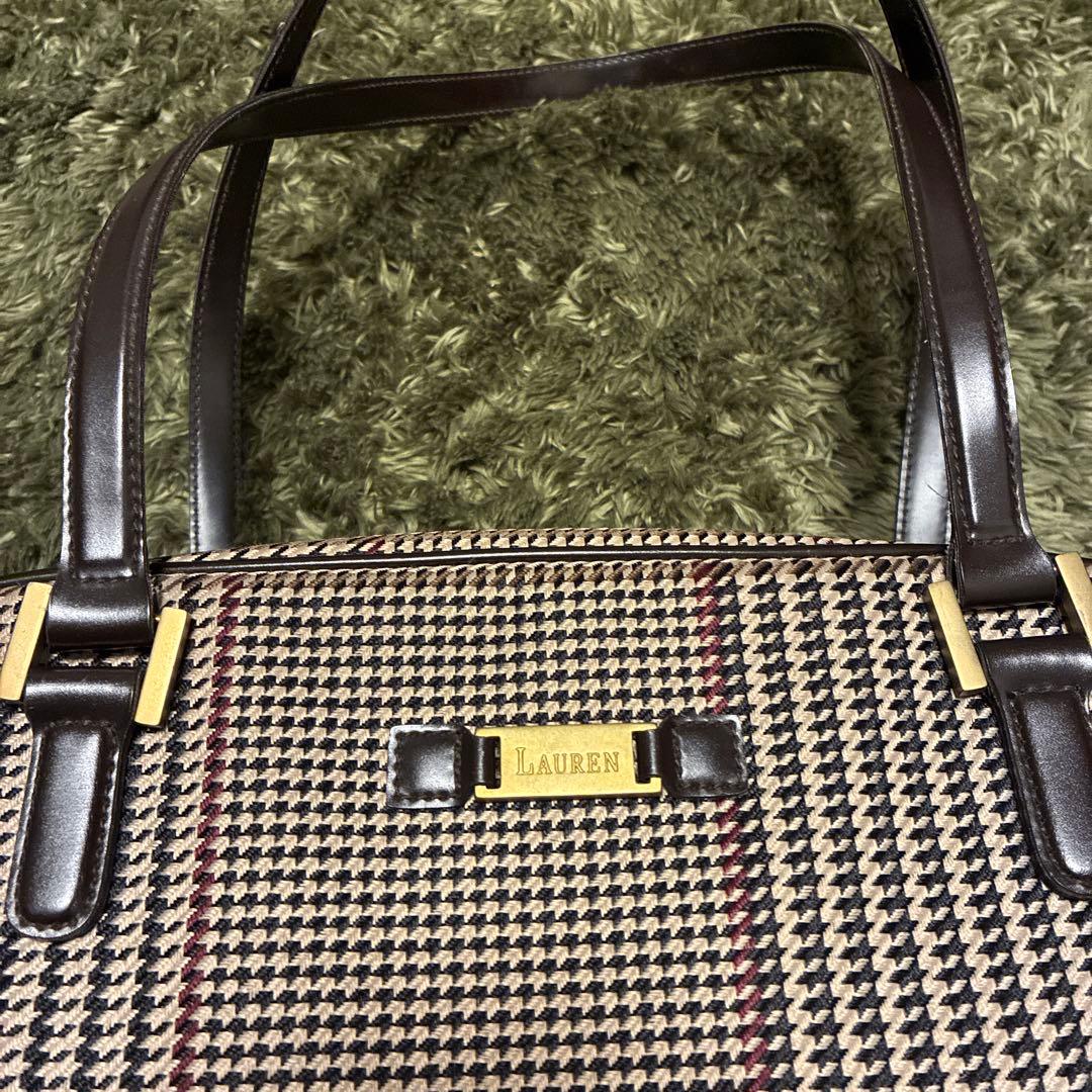 美品✨ラルフローレン 千鳥格子 ハンドバッグ ショルダーバッグ 持ち手長め