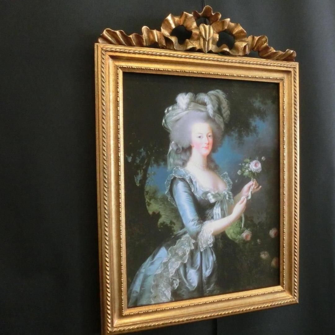 ロココ調　アンティークゴールドフレーム　マリーアントワネット　額絵　103