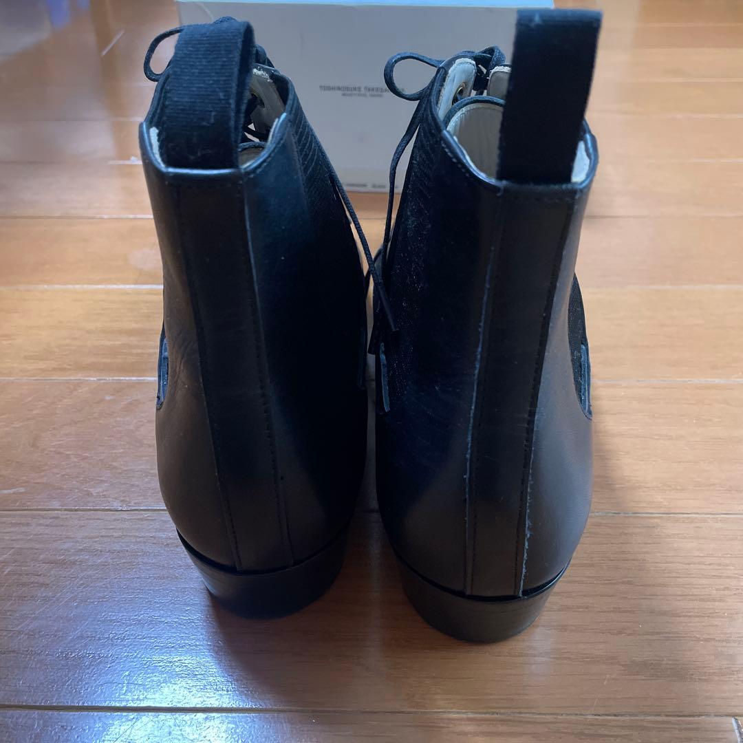 ビューティフルシューズ　レースアップサイドゴアBlack24.5㎝