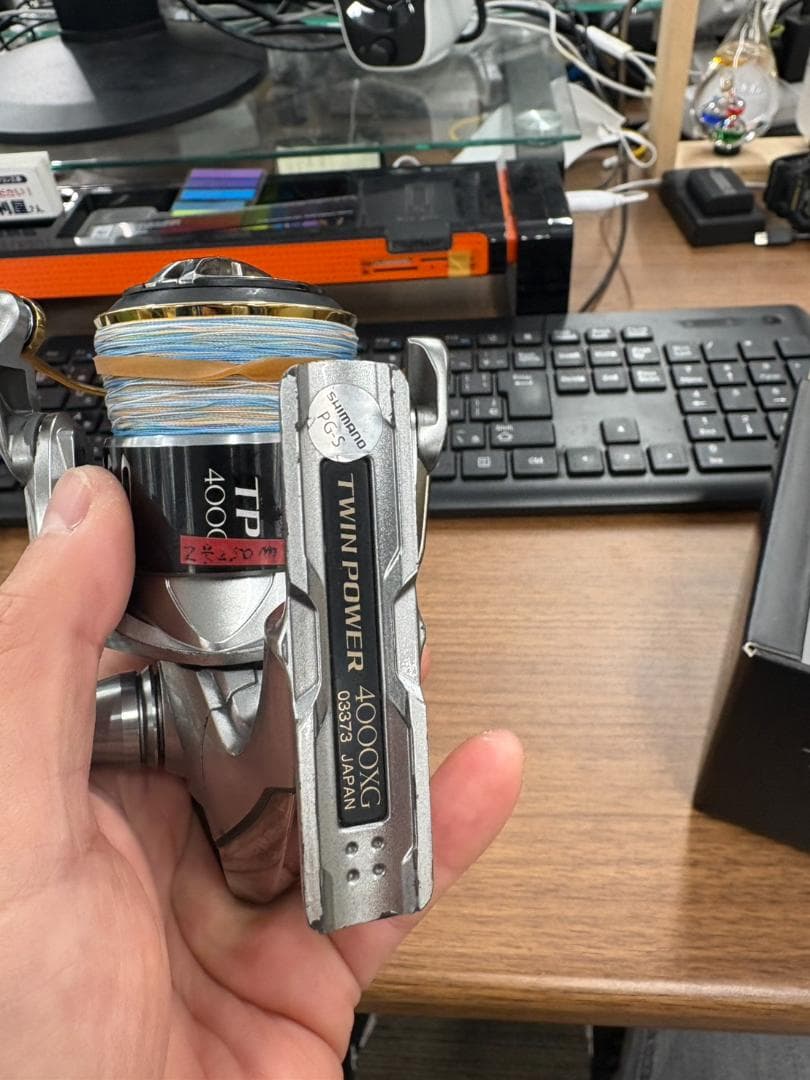 中古 シマノ ツインパワー4000XG ハンドル ゴメクサス スピニングリール