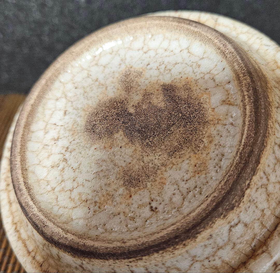 【時代古作品❗】明治時代頃　古志野　絵志野　銘『白浜』大振り　茶碗　茶道具　茶器