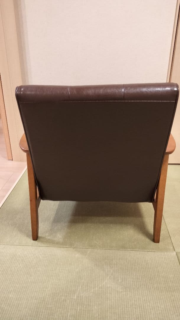 ブラウン 合成皮革 1人掛けソファ