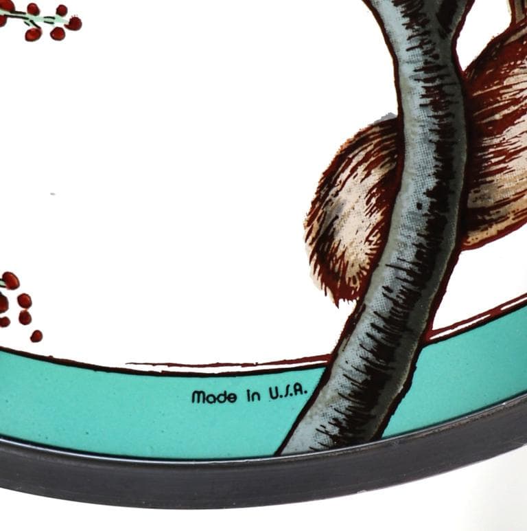 枝の上で佇む猫 大型 ヴィンテージ ステンドグラス キジトラ