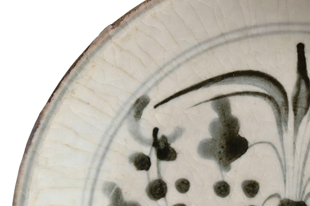 染付　明時代　空白期　民窯　皿　虫食い　時代物　中国美術　民家蔵出し