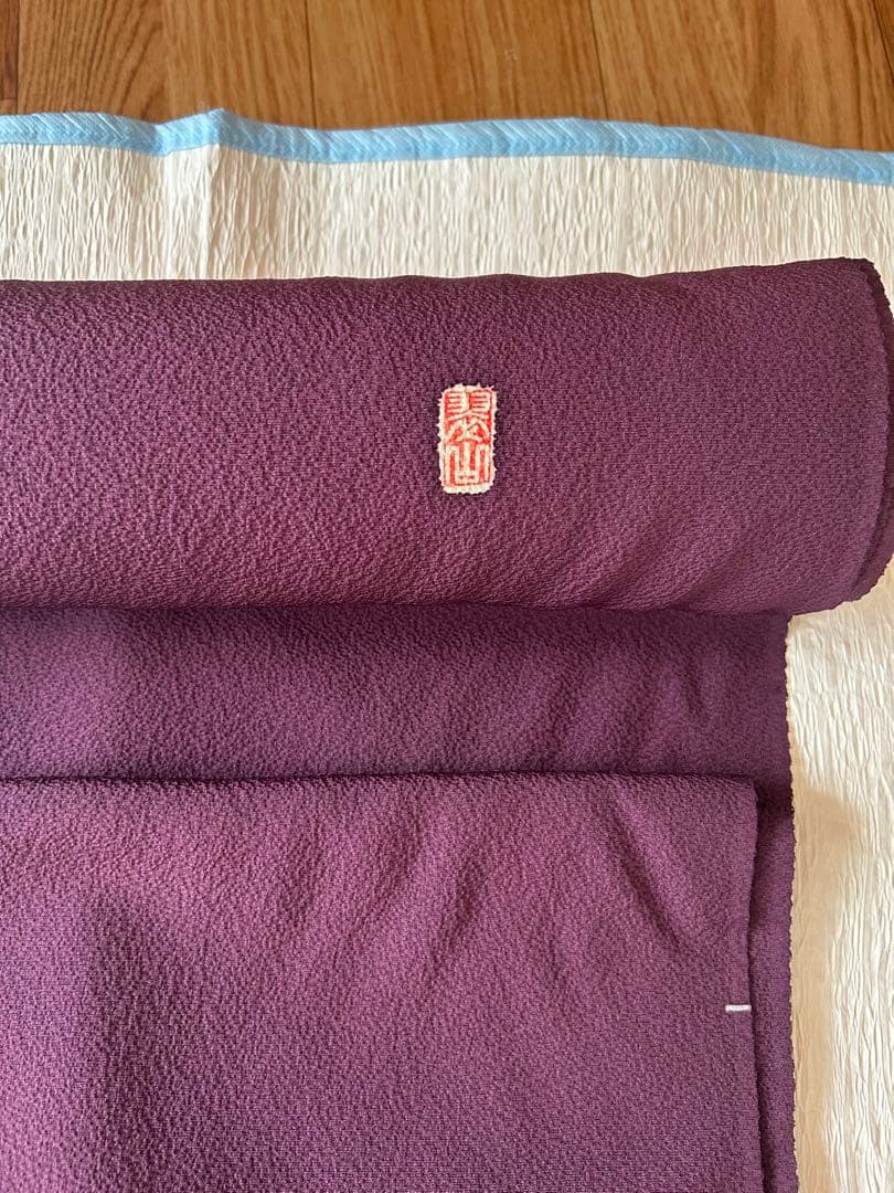 着物反物　正絹　桐屋翠山工房製　辻が花模様　絞り　茶紫