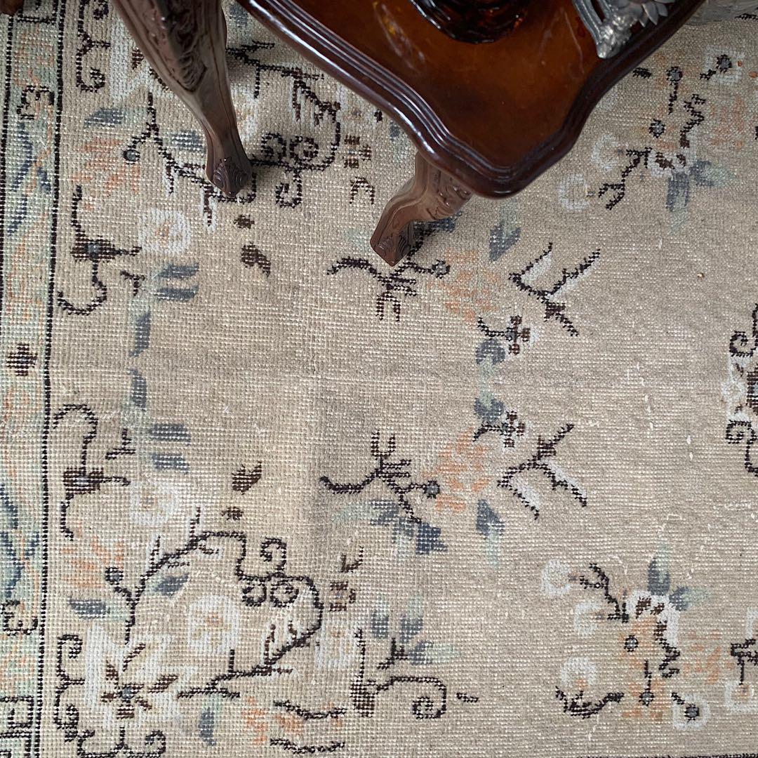 シノワズリ218×117 トルコヴィンテージラグ　ベージュ　オレンジ　トルコラグ