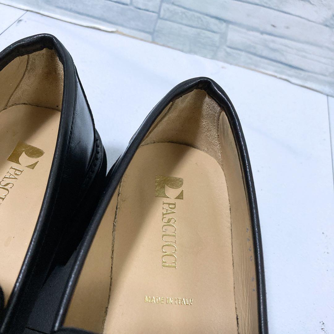 美品 パスクッチ 厚底ローファー 37 23.5 ボリュームソール レザー 黒