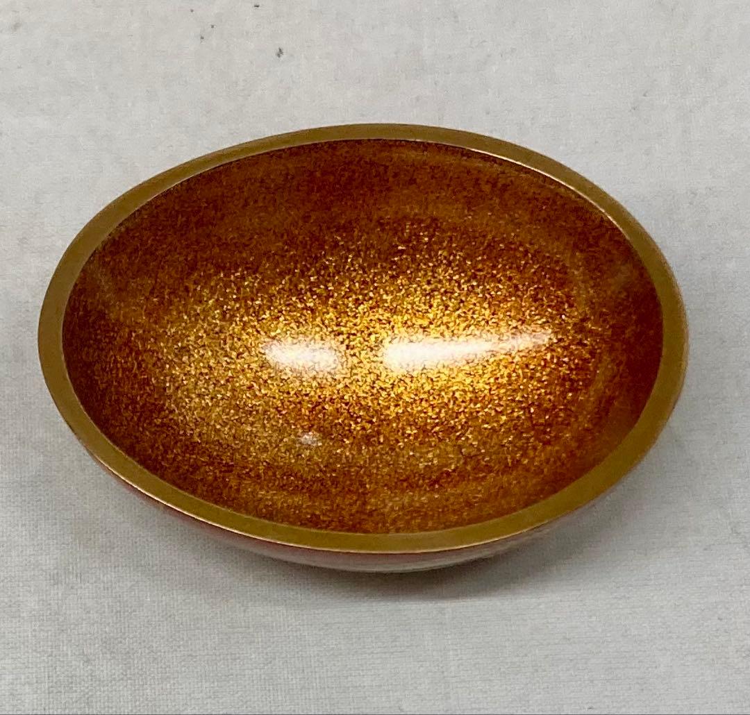 B553b「鳳凰 香合」他喜翁作　共箱　朱漆塗　金蒔絵　金梨地　畦地他喜男