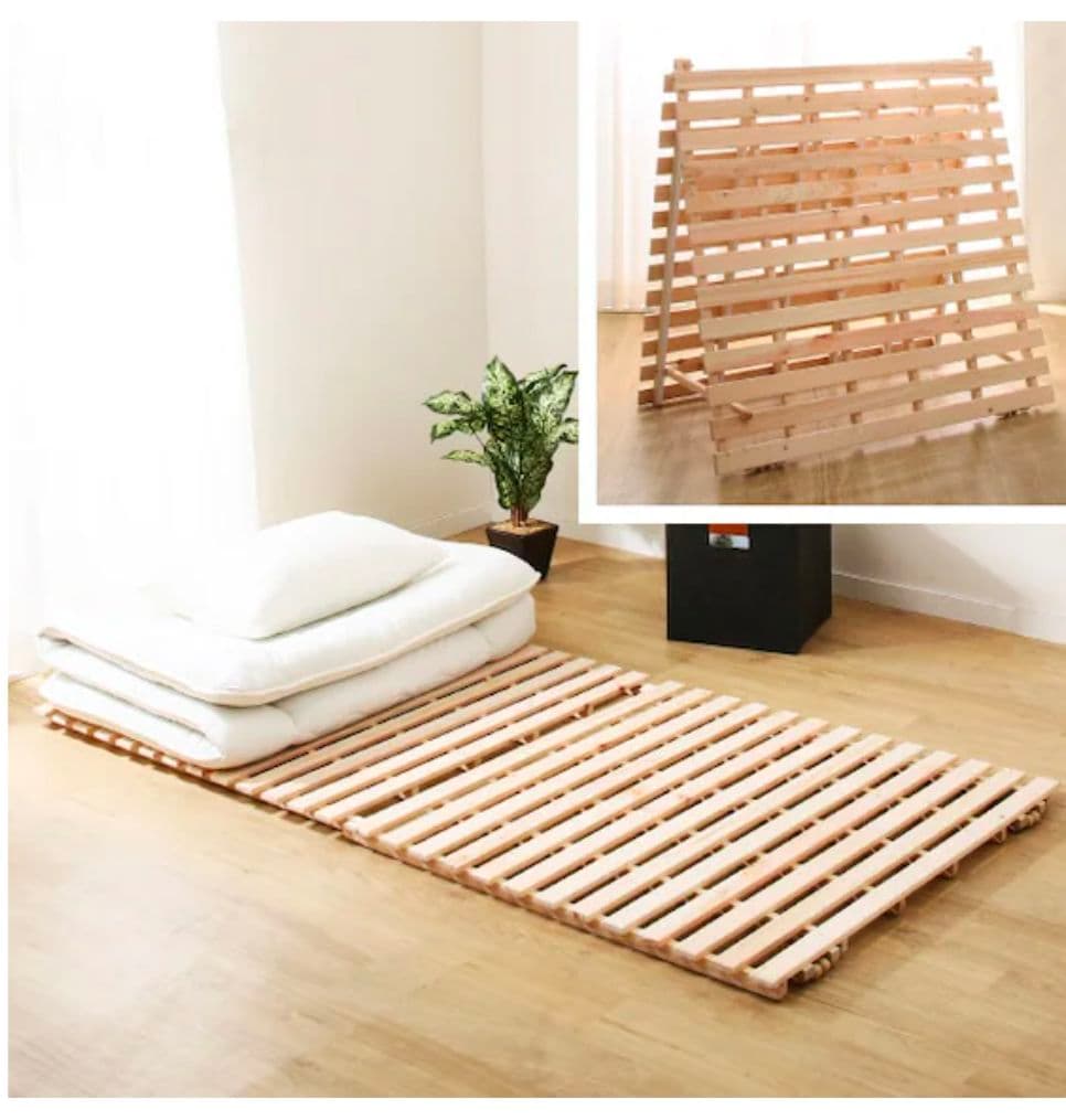 【美品】ニトリ 2つ折りヒノキすのこベッド セミダブル