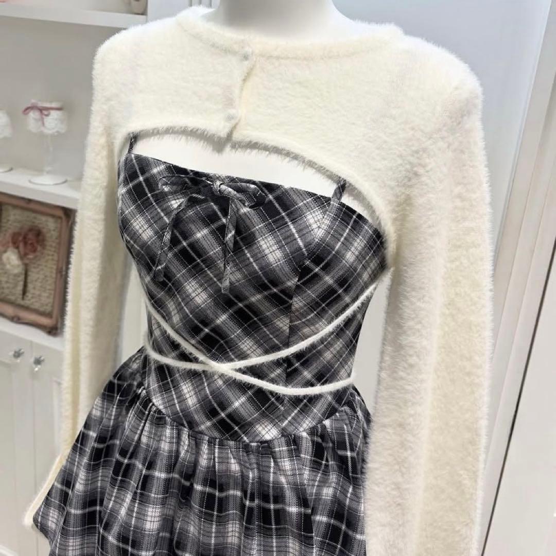 BUBBLES バブルス オープンネックギャザーワンピース