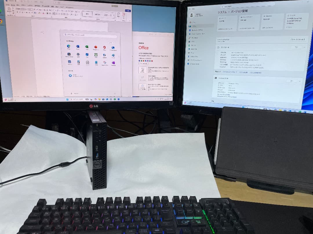 ミニPC DELL Optiplex7060 i5/32GB/512GB Office