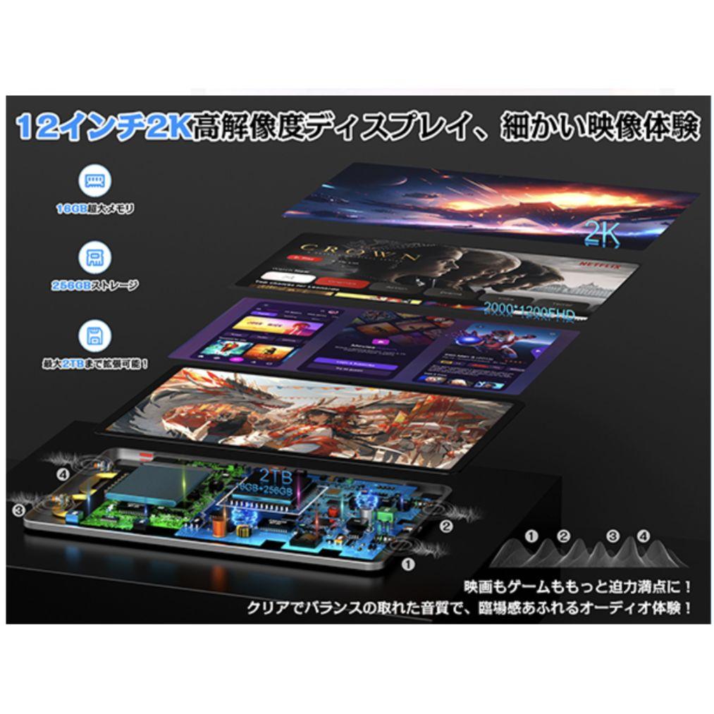 8コアCPU 8000mAh 12インチタブレットAndroid13　ケース付