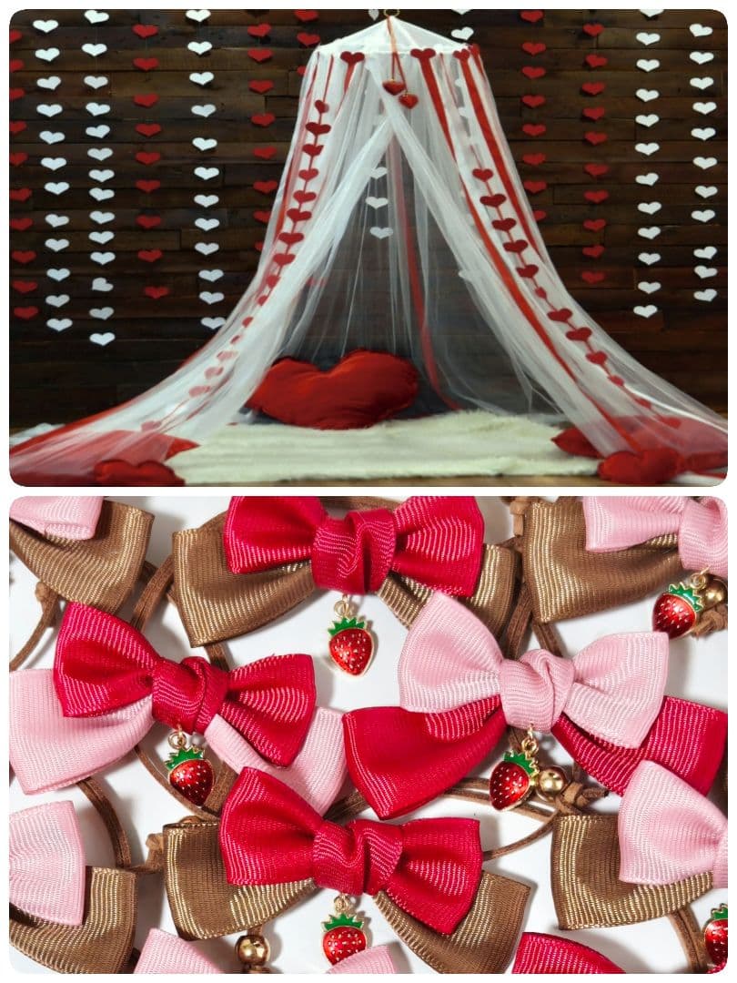 業務用ペットトリミングチョーカー70個　バレンタイン　苺チョコレート　春　リボン