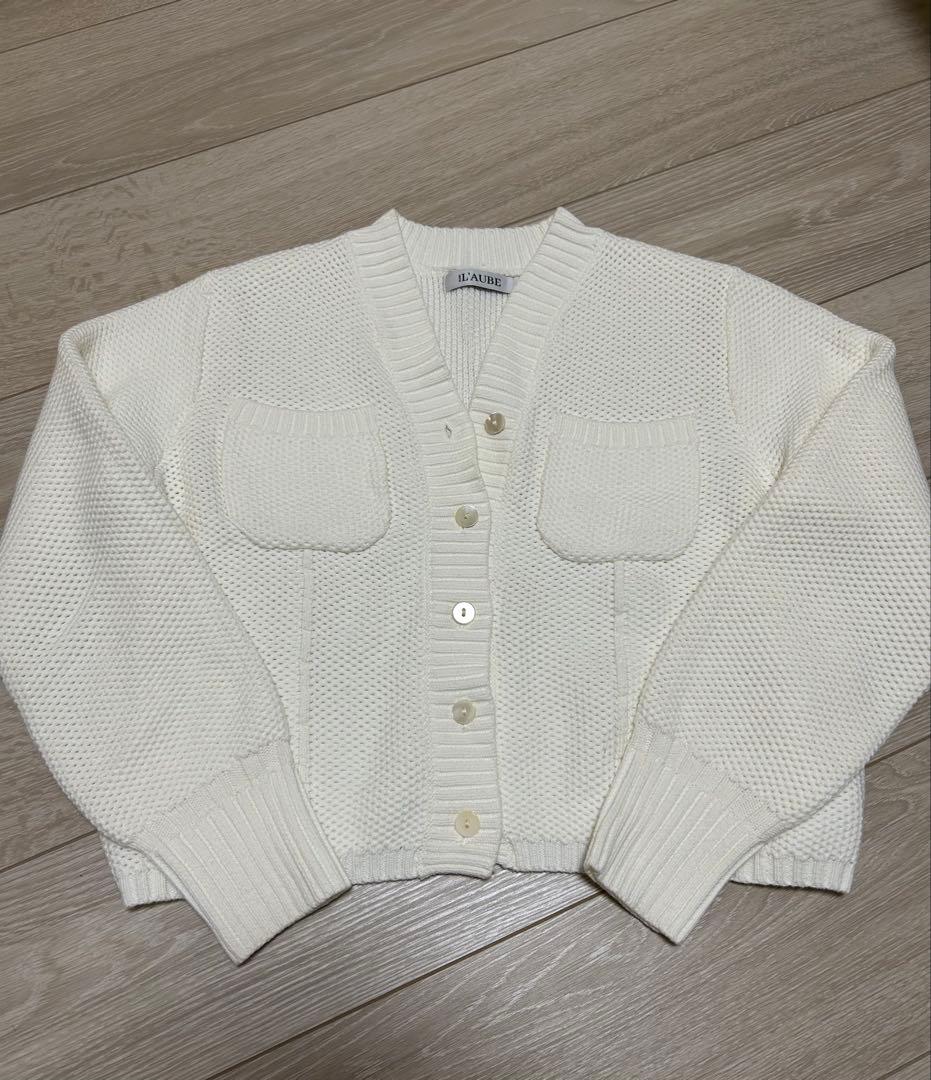 ローブブラン　ホワイト カーディガン・半袖セーター 2点セット