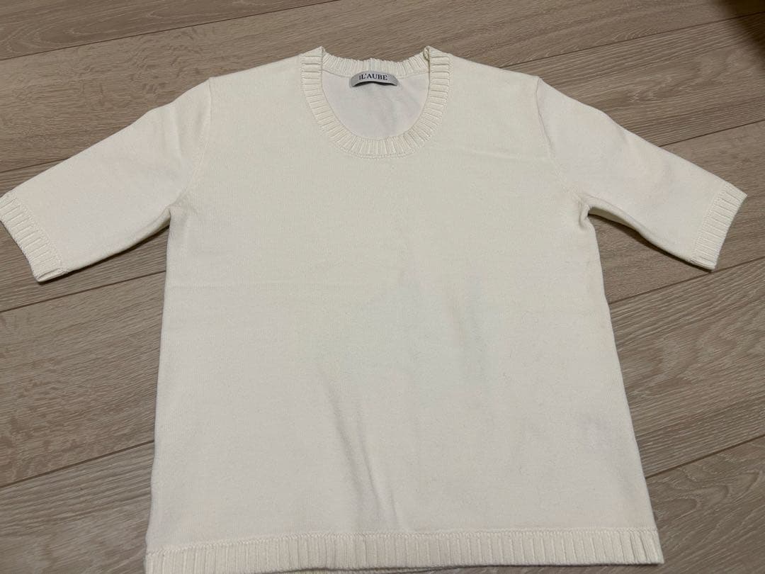 ローブブラン　ホワイト カーディガン・半袖セーター 2点セット