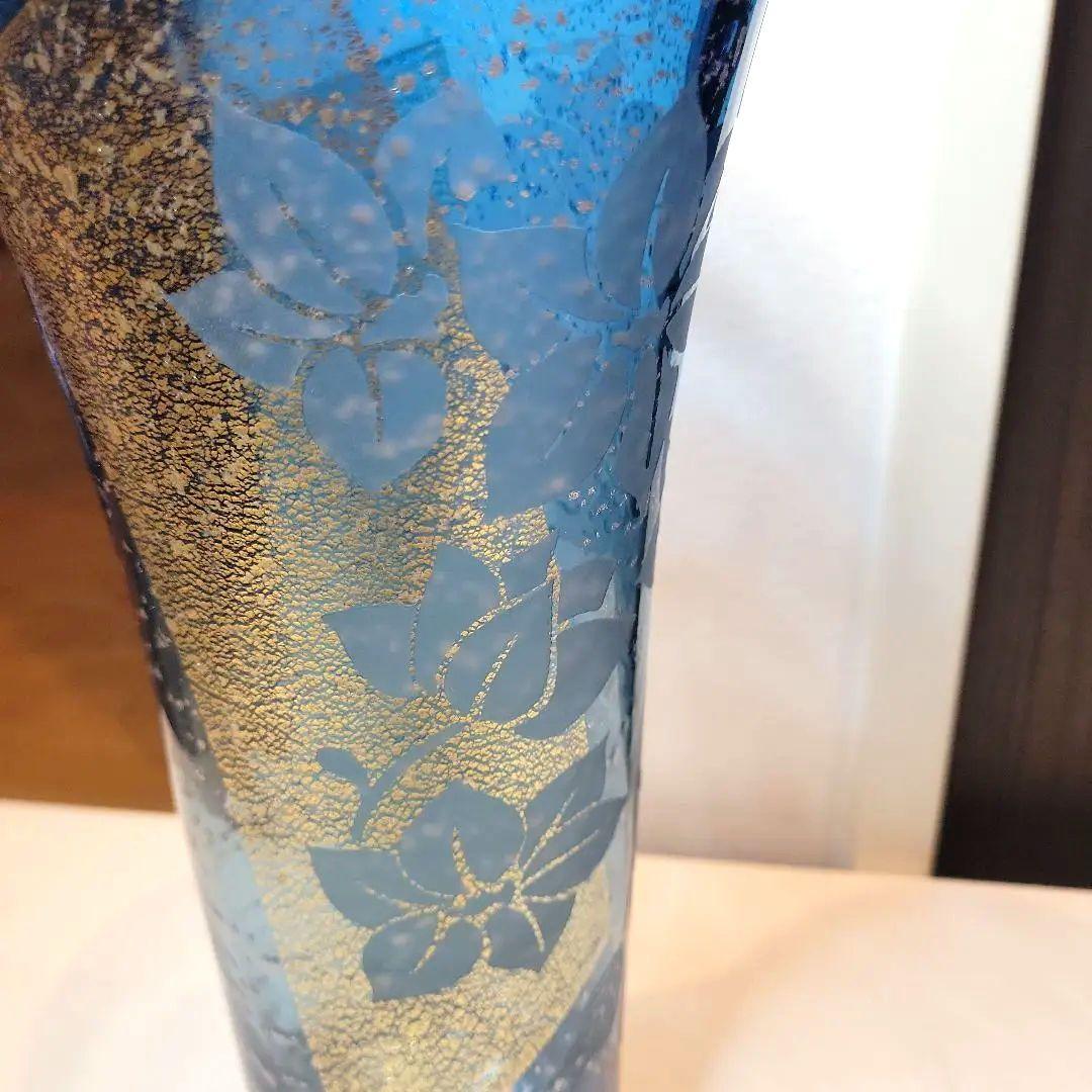 東洋 佐々木ガラス 花瓶 花模様 金箔 東京都知事指定 伝統工芸品