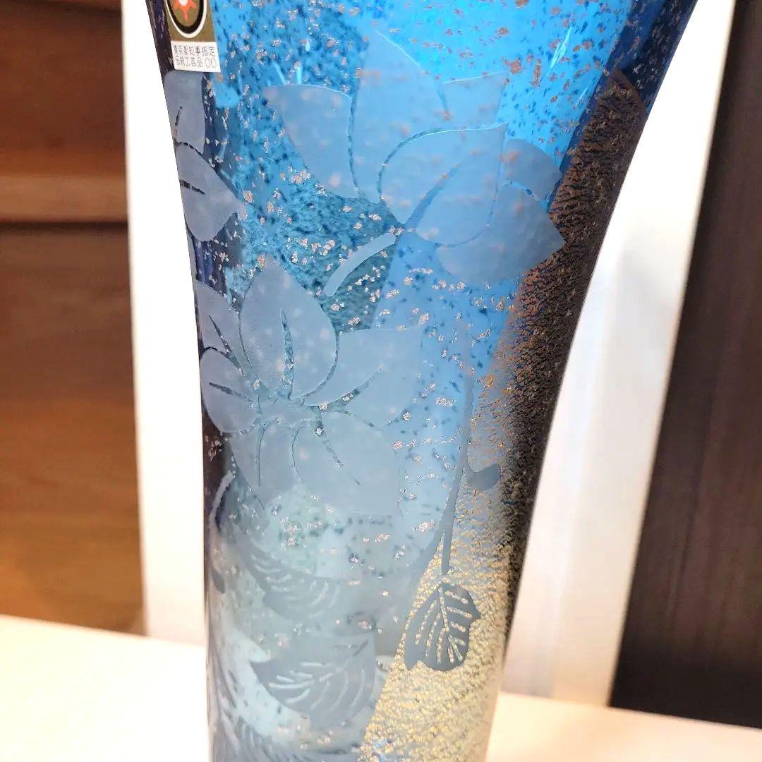 東洋 佐々木ガラス 花瓶 花模様 金箔 東京都知事指定 伝統工芸品