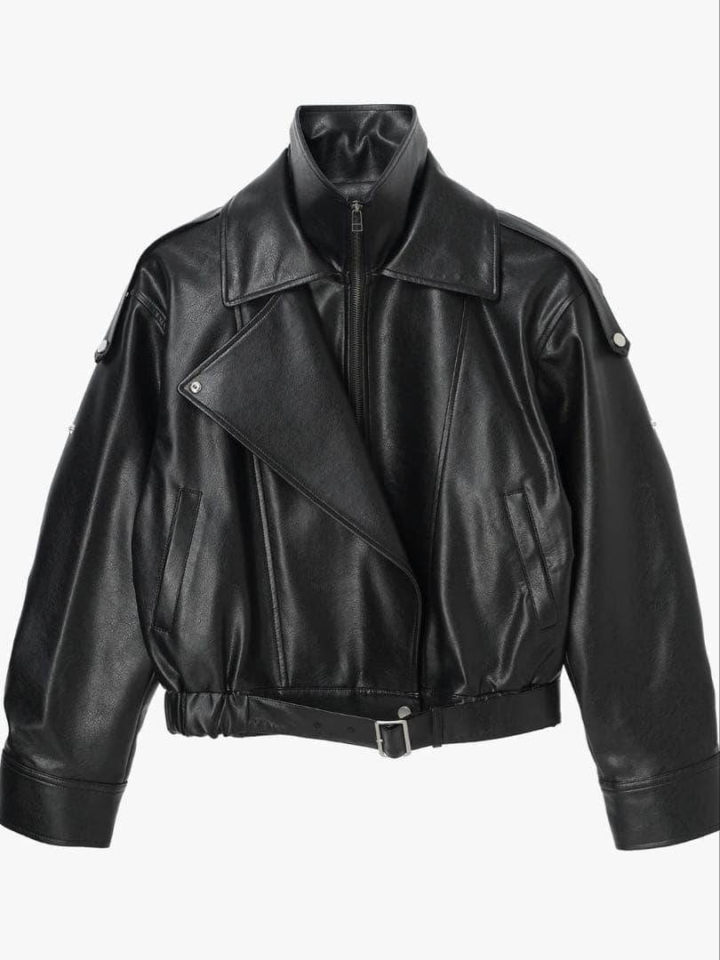 Venica Carven スタンドカラーレザーブルゾン　ブラック