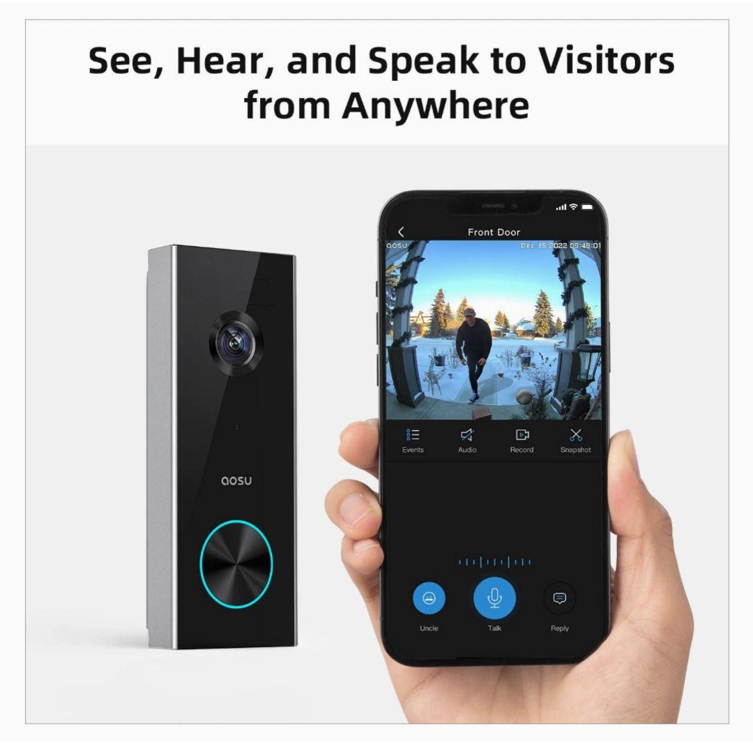 AOSU 5MP画質 インターホン ワイヤレスドアホン