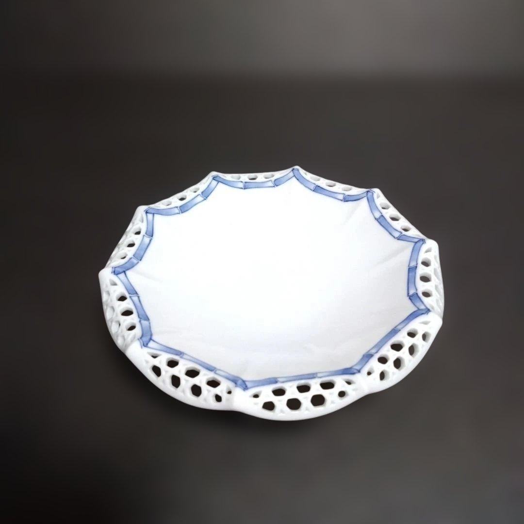 新品 三川内焼 十四代玉泉窯 透水彫 中皿5枚　お祝い