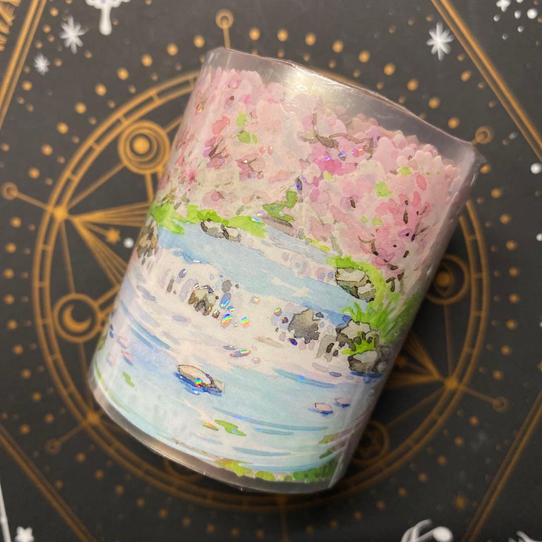 【F1】海外　10m巻　貝殻光マスキングテープ　背景系/装飾系/お花系