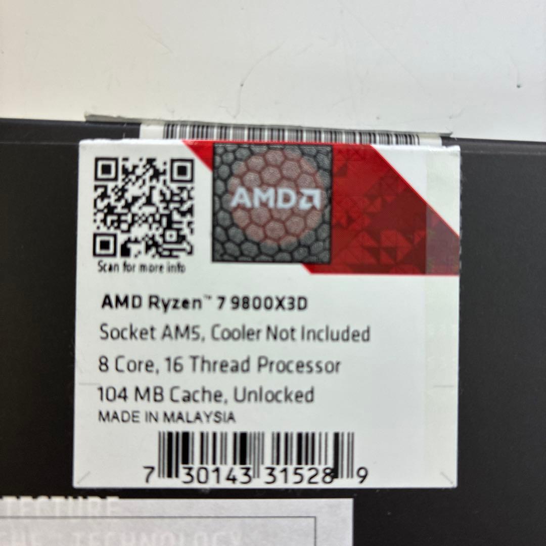 AMD Ryzen 7 9800X3D CPU 正規品 購入証明有