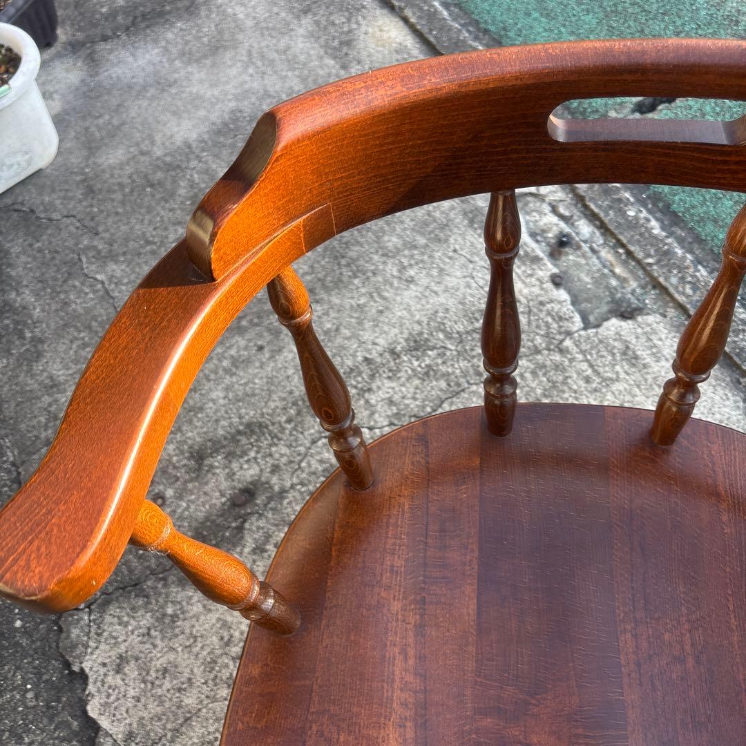 飛騨産業 キツツキ アームチェア 持ち手 ろくろ脚 ヴィンテージ②