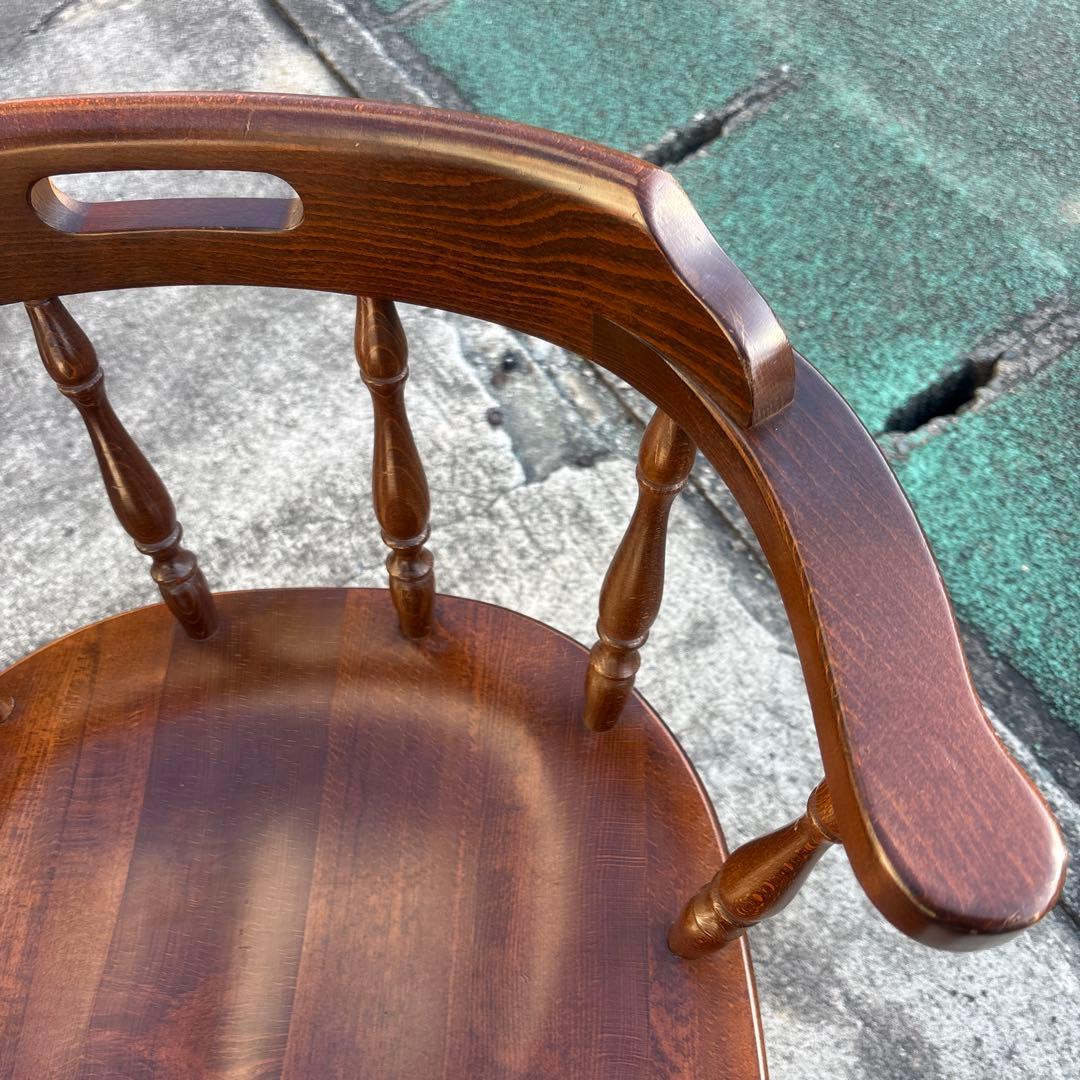 飛騨産業 キツツキ アームチェア 持ち手 ろくろ脚 ヴィンテージ②