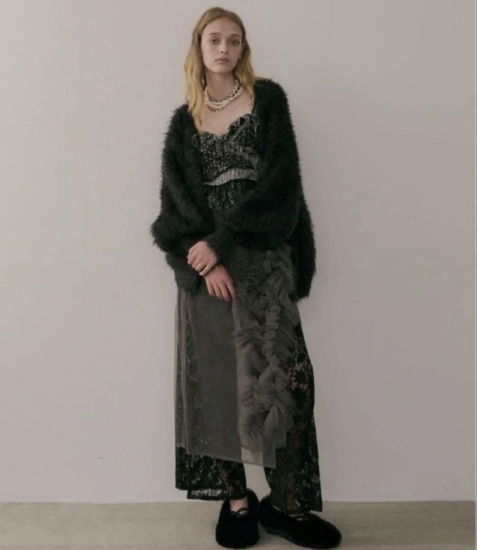 a*a様 ラベルエチュード　フェザーヤーンリラックス2wayカーディガン　ブラッ