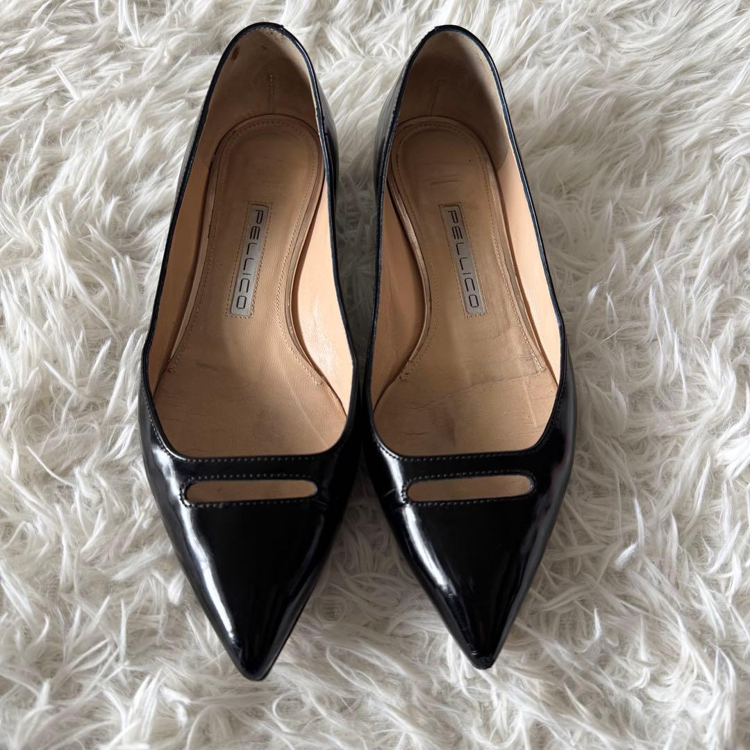 【ペリーコ】アネッリ パンプス ポインテッドトゥ レザー 36 黒