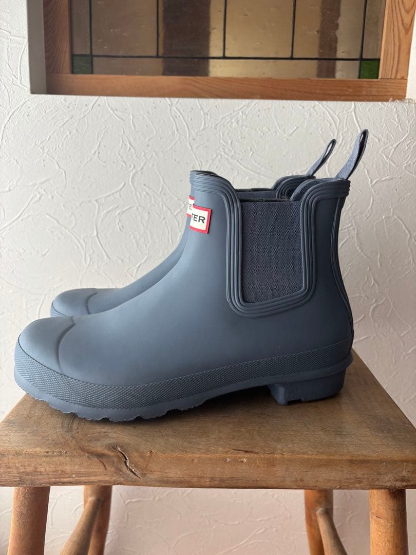 美品✴︎HUNTER ハンター ブルー サイドゴアレインブーツ チェルシー26㎝