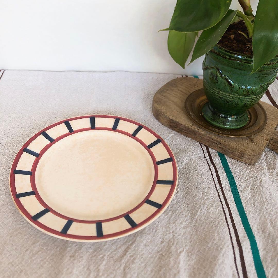 希少 クレイユモントローHBCM べアン バスク柄　ディナープレートB フランス