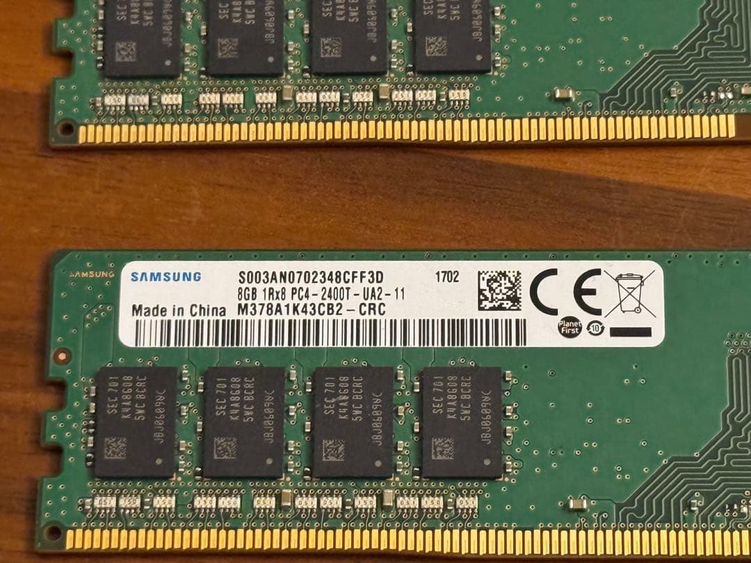 Y*S様 SAMSUNG ddr4 2400MHz 8GB×2