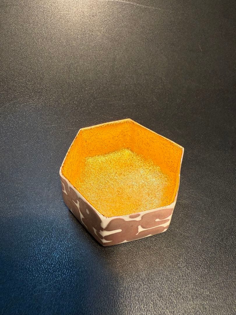 若尾経　金彩ぐい呑　共箱、共布、しおり