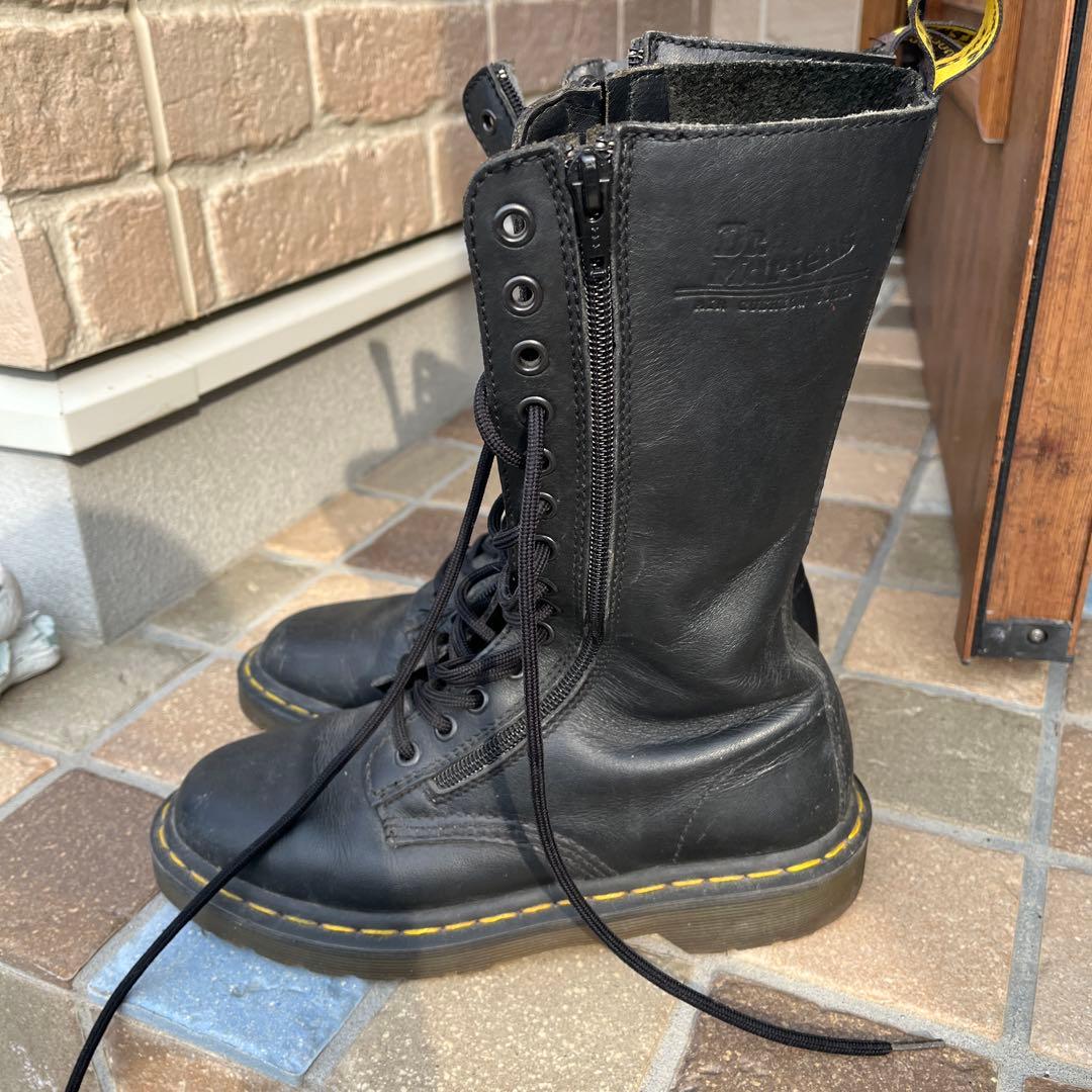14ホール Dr. Martens ブラックレザー ロングブーツ