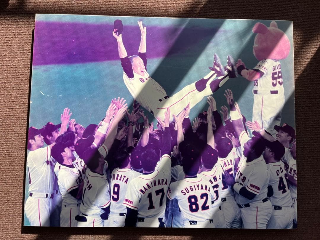 2000年ジャイアンツリーグ優勝・長嶋茂雄監督胴上げ　木製写真パネル
