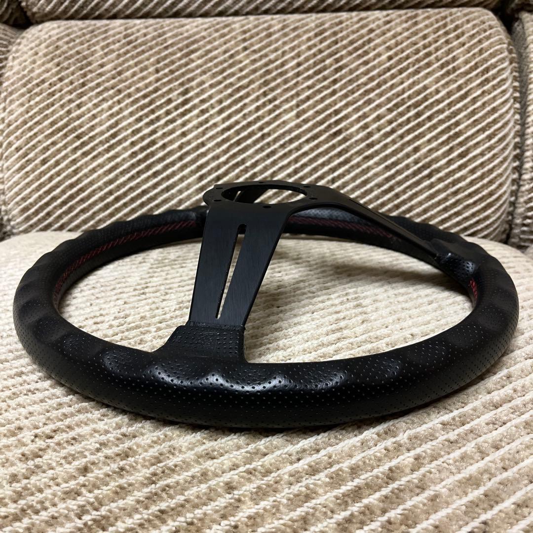 ナルディステアリング パンチングレザー レッドステッチ ディープコーンFET美品