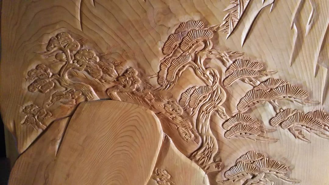 【限界価格】屋久杉衝立 梅にうぐいす