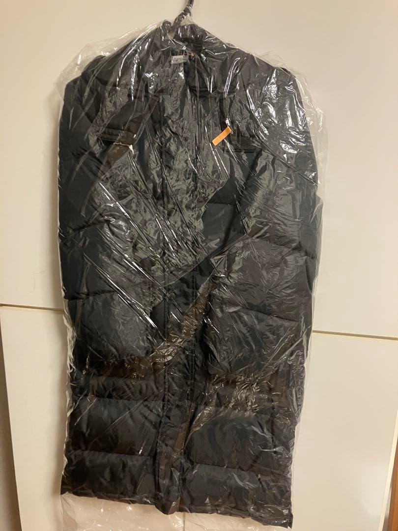 ダウンベンチコート クリーニング済 150cm　フード　ケース付　ブラック美品